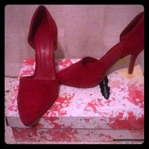 Red suede heels/pumps